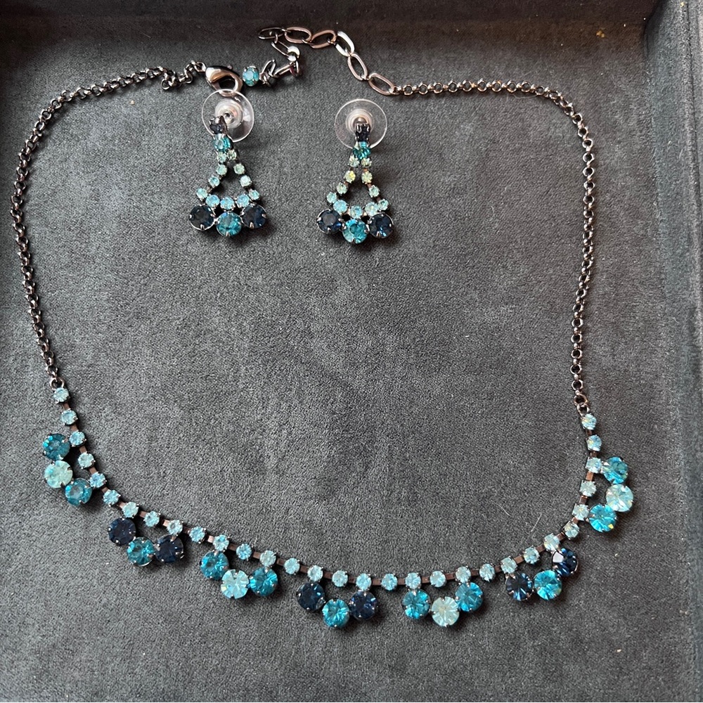 Blue ombre necklace and earring SET